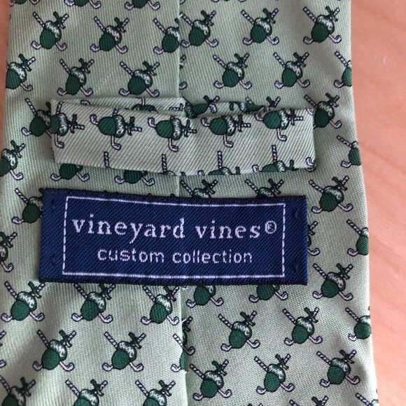 Vintage Vines Custom Collection Men's Silk Tie - Lime Green Hockey Sticks NEW - Picture 3 of 7
